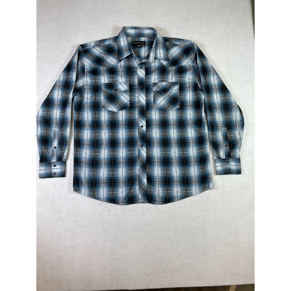 Pintlar Western Shirt Mens 2XL Multicolor Plaid Pearl Snap Long Sleeve Cowboy